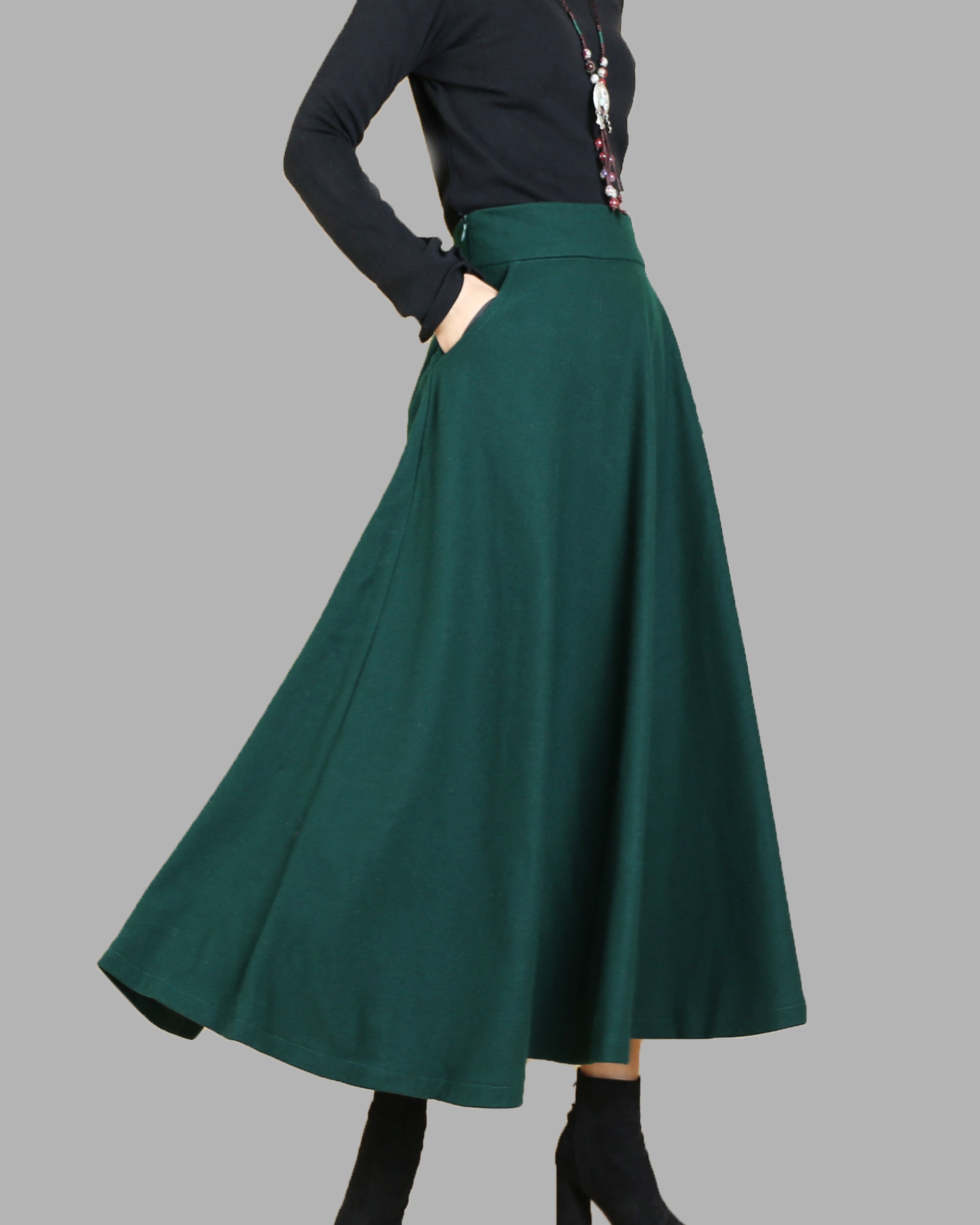 Women wool skirt/flared skirt/winter skirt/maxi skirt/ankle