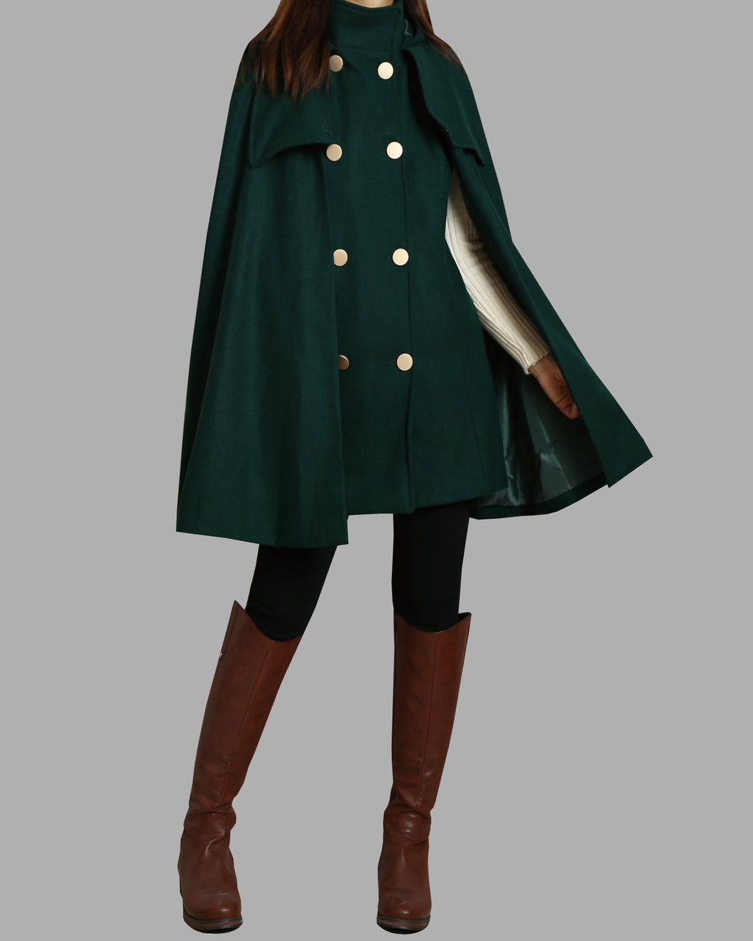 Women's woolen poncho/cashmere and woolen cape coat/cashmere jacket/Wool Coat/Cashmere Cape Wool Cloak(Y1760)