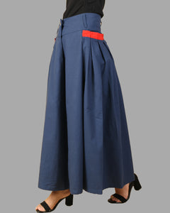 Women's skirt with pockets/ linen Skirt/long skirt/A-line skirt/maxi skirt/low waist skirt(Q1008)