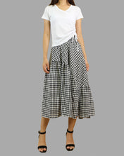 Load image into Gallery viewer, Plaid skirt, elastic waist skirt, high waist skirt, midi linen skirt, flared skirt, checkered skirt(Q1060)
