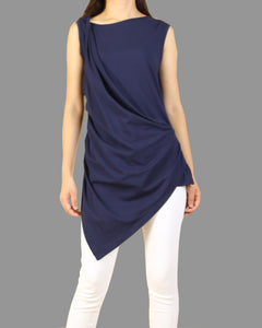 Asymmetrical Cotton Tank Top/Sleeveless tops/Tunic top for women/cotton t-shirt/Customized shirt/Tunic Top for Leggings(Y1704S)