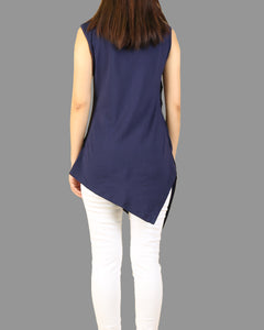 Asymmetrical Cotton Tank Top/Sleeveless tops/Tunic top for women/cotton t-shirt/Customized shirt/Tunic Top for Leggings(Y1704S)