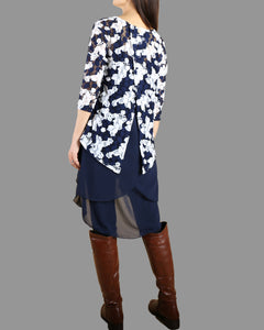 3/4 Sleeve lace Top/Maternity Tunic Dress/Oversize Chiffon Slip Dress/Plus Size Tunic Top(Q1801)