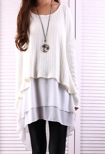 Chiffon Tunic dress Set/Women's Sweater Dress /Strap Dress/Slip Chiffon Dress/Oversized Sweaters/Plus Size Sweater Dress/Fall Outfits(Q1801M) - lijingshop