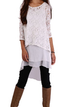 Load image into Gallery viewer, Lace Top with 3/4 Sleeves/Maternity Tunic Dress/Slip Dress/Oversize Chiffon Tunic Dress Set/Casual Tunic Top(Q1801) - lijingshop
