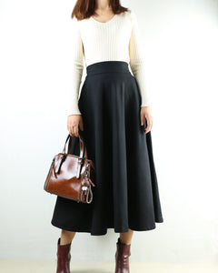 Women wool skirt/flared skirt/winter skirt/maxi skirt/ankle length skirt(Q1806) - lijingshop